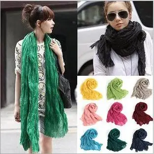 Женский шарф шаль однотонный мягкий длинный из вуали 25 цветов зима 2019|Женские