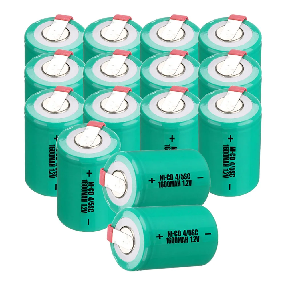 Yeckpowo 15 шт 4/5SC батареи электроинструменты батарея SUBC аккумуляторная 1600mah nicd 1 2 v