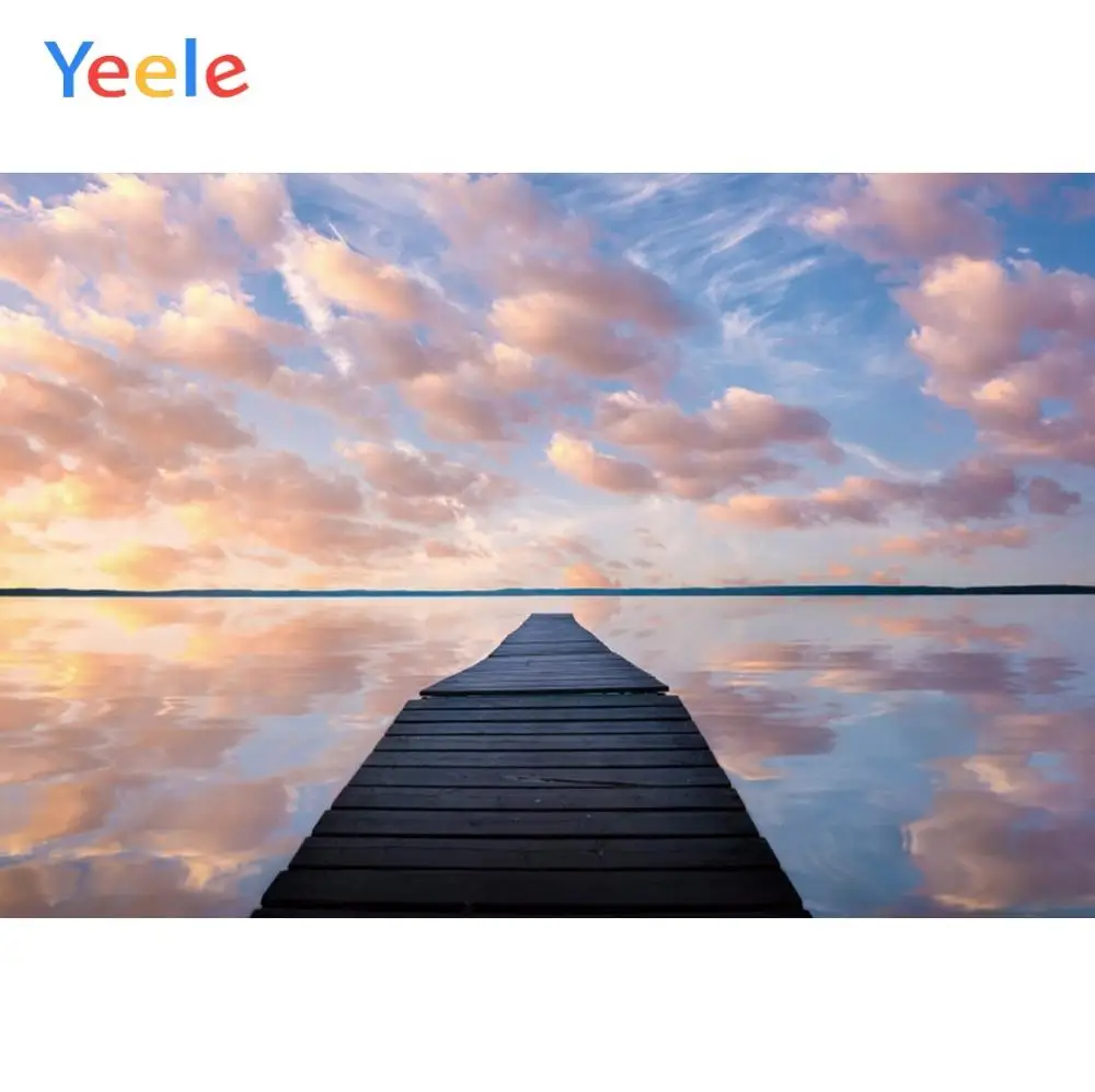 Yeele голубое небо закат облака деревянный мост морской портрет фотография фоны