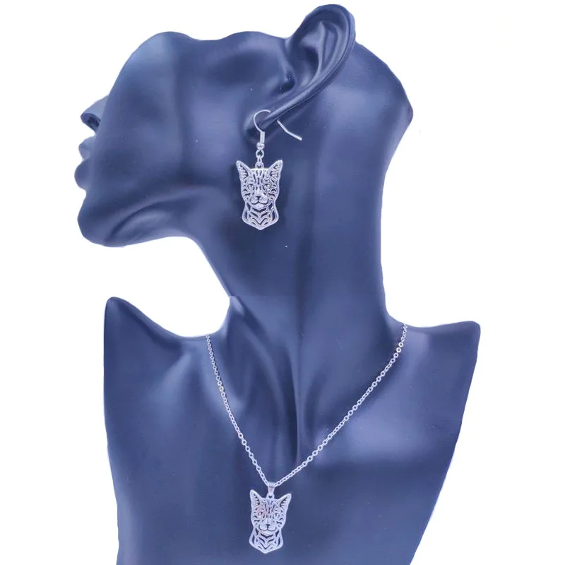 Mdogm милый Бенгальский Кот животные Ювелирные наборы ожерелье серьги подвеска