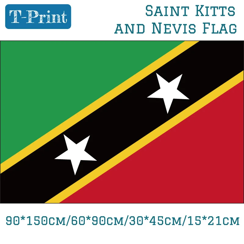 The Federation of Saint Kitts and Nevis National Flag 90*150cm/60*90cm/ /15*21cm 3*5ft Hanging For Event | Дом и сад