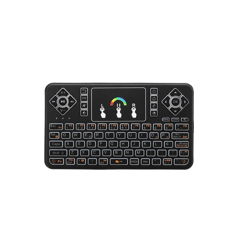 TZ Q9 2 4 ГГц Bluetooth V3.0 Беспроводной клавиатура RGB сенсорная панель с подсветкой для
