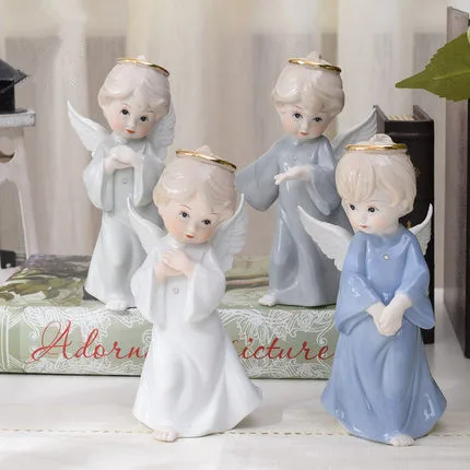 Элегантный из белой керамики Статуя Ангела Скульптура фарфоровая статуэтка