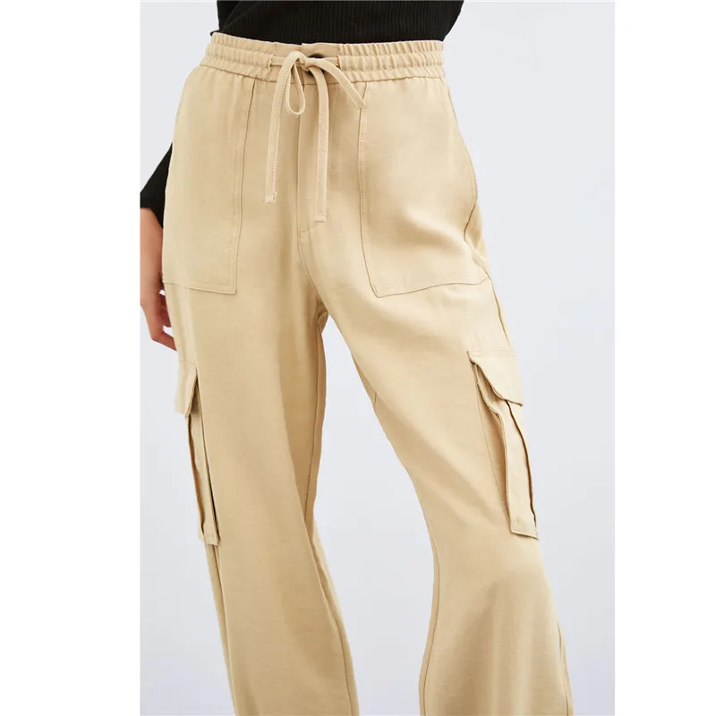Summer Autumn Women Long Pants 2019 Harajuku Solid Elastic Waist Trousers Casual Female Pockets Streetwear | Женская одежда