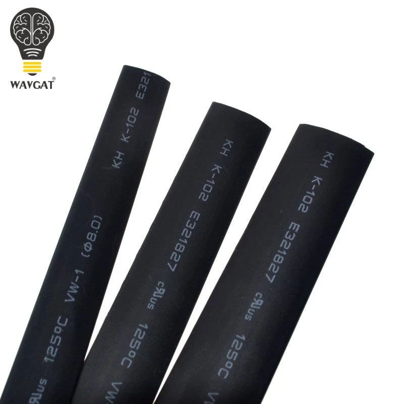 WAVGAT 8 Size 2mm~12mm Heatshrink Heat Shrink Tube Black Insulation Sleeves Wire Wrap Cable Kit | Электронные компоненты и