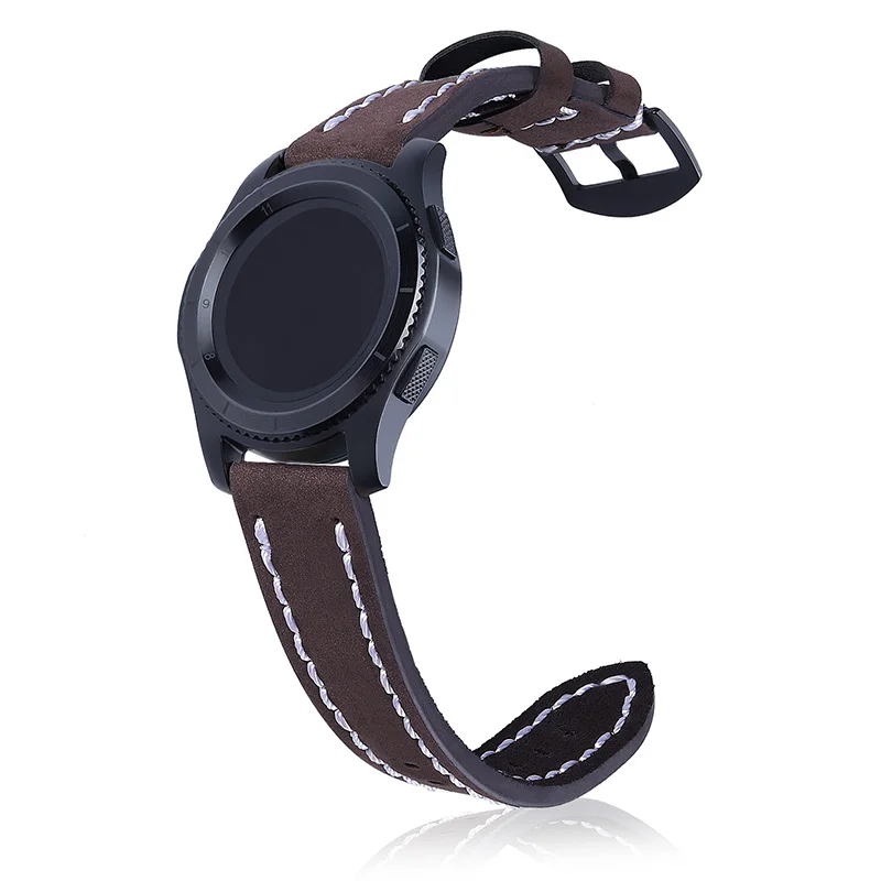 Dark Brown Laforuta gear S3 Frontier ремешок для samsung Galaxy Watch 46 мм S 3 Slassic 22 мм кожаный браслет на запястье Ретро винтажный ремень - Цвет ремешка: Dark Brown