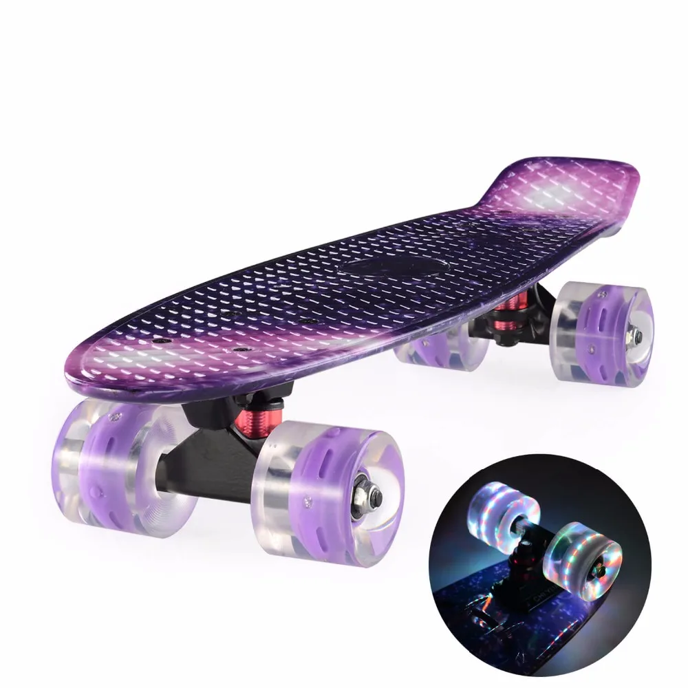 Пластиковый скейтборд Penny Board Mini Cruiser Board 2" X 6" Ретро лонгборд скейт длинная доска Графический Galaxy Фиолетовый Синий