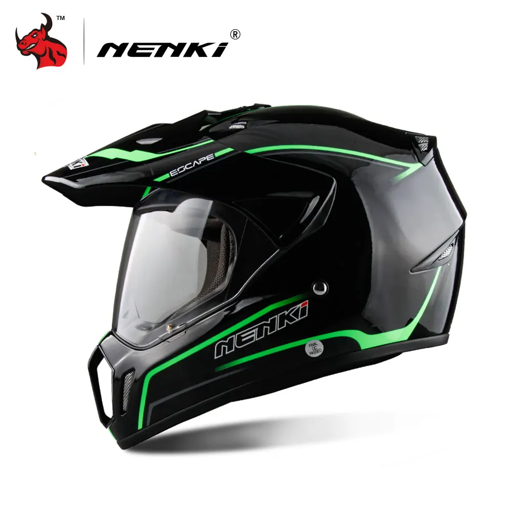 310 black green NENKI Полнолицевой мотоциклетный шлем для мужчин, мотоциклетный шлем для мотокросса, мотоциклетный шлем для кросса, для спуска по бездорожью, мужской шлем Casco Moto DOT, 5 цветов - Цвет: 310 black green