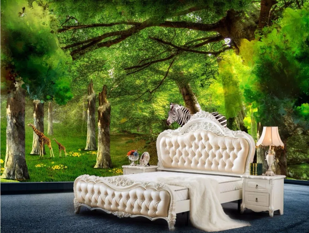 Настенные 3D обои на заказ стереоскопические с изображением лесного парка для