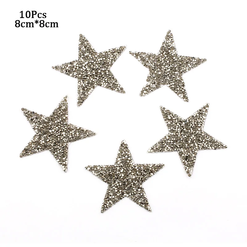 8cm jetHematite 10 4 см 6 см 8 см Звездные патчи горячей фиксации горный хрусталь отделка железа на нашивка аппликации для теплового дизайна обуви, сумки, одежды и т. д. diy - Цвет: 8cm jetHematite 10