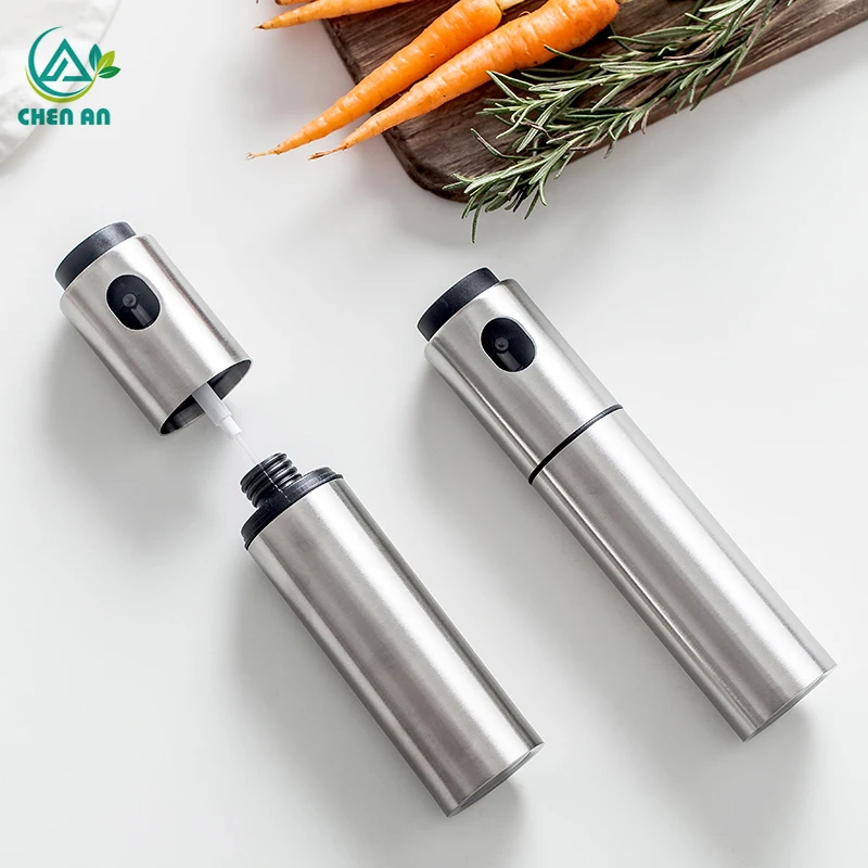 Стеклянная бутылка с насосом для распыления оливкового масла из нержавеющей стали для приготовления пищи, запекания и жарки.