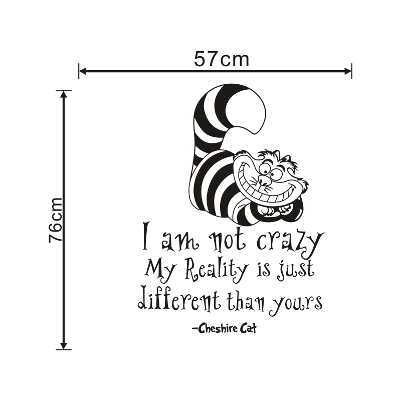 Наклейка на стену Алиса в стране чудес чеширские котировки кошек I Am Not Crazy