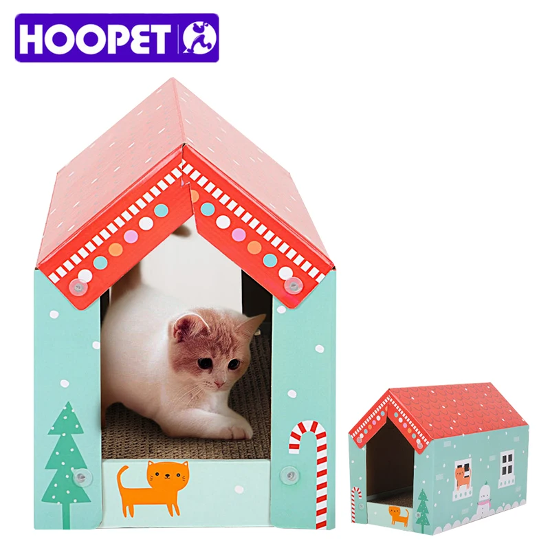 Hoopet Pet Cat Многофункциональный Когтеточка складной дом из гофрированной бумаги