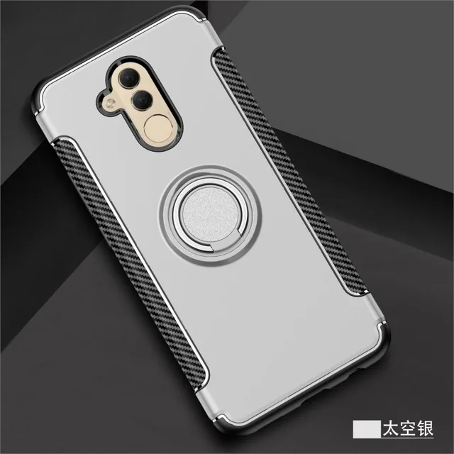 silver Huawei mate 20 Lite чехол Роскошный прозрачный PC+ углеродное волокно защитное кольцо магнетизм телефон оболочка для mate 20 Lite Caque - Цвет: silver