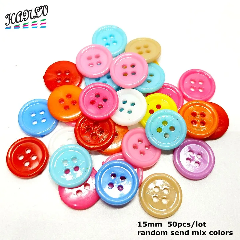 15mm 50pcs mix 9/11/13/15/18/20/22/25/30 мм 9 Размеры круглые 4 отверстия Пластик Кнопки DIY Скрапбукинг ремесла швейной инструменты 20 штук-100 шт - Цвет: 15mm 50pcs mix