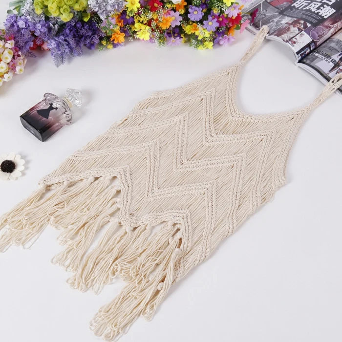 Cropped Tops Direct Selling Cotton Camis Bustier Crop Top 2018 Spring Summer New Sexy Ladies Blouse Shirt Tassels Pierced Vest | Женская
