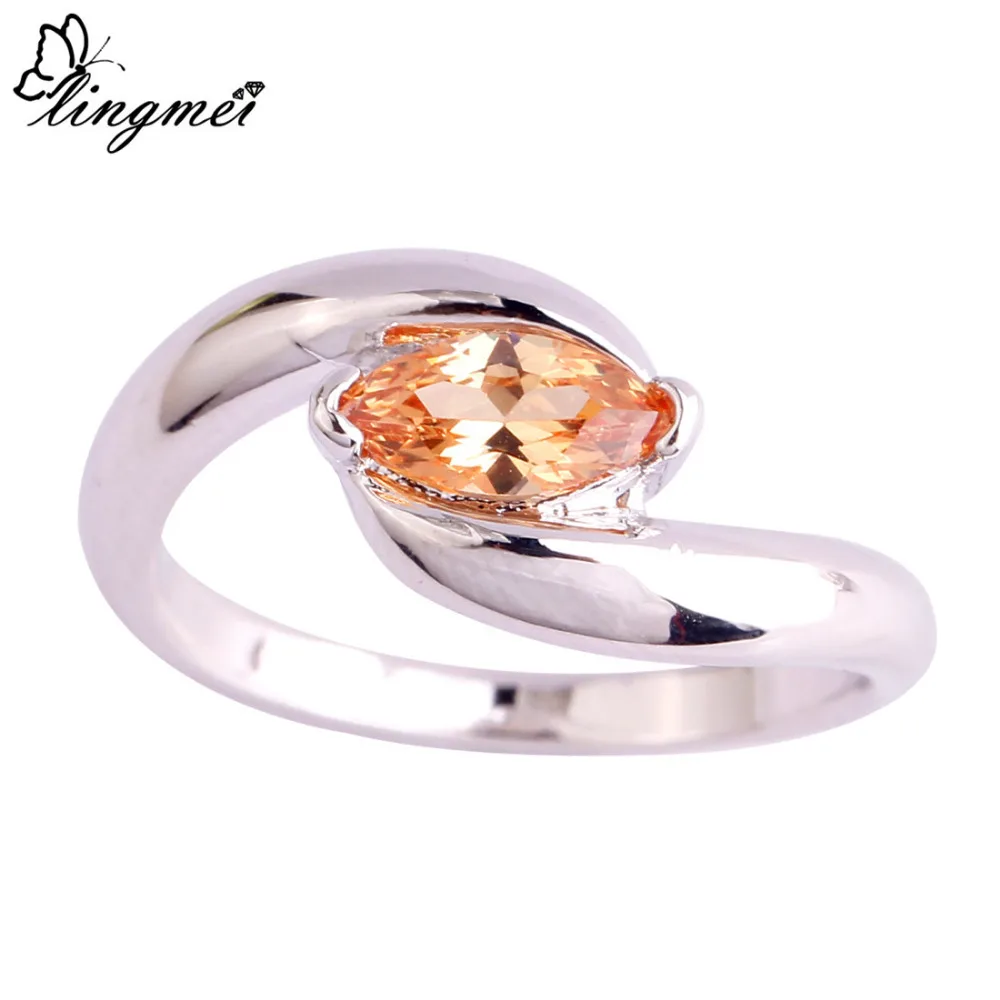 Lingmei оптовая продажа модные ювелирные изделия огранка маркиза цвета шампанского
