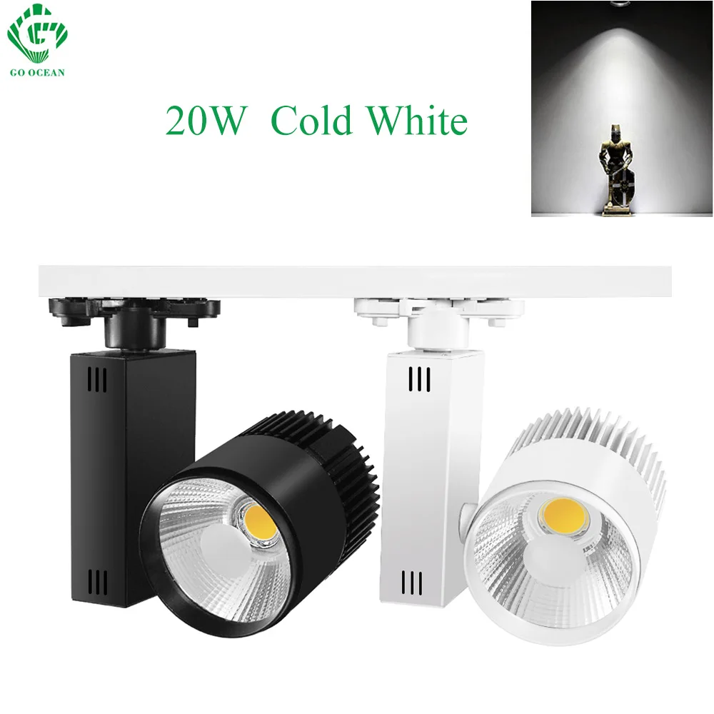 20W Cold White Светодиодный Трек 20 Вт 30 Вт COB рельсовый трек лампа магазин одежды торговый центр выставочный зал выставка современное локальное освещение светильники - Испускаемый цвет: 20W Cold White