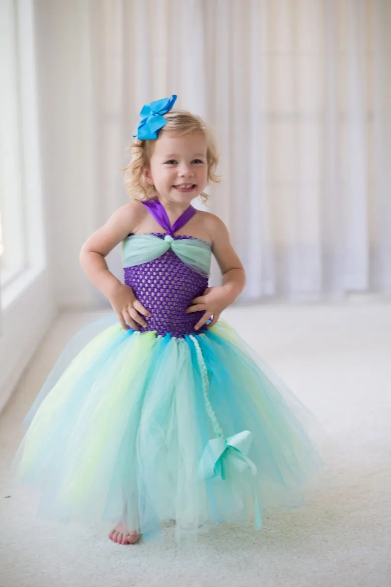 POSH DREAM Ariel Inspired Princess Tutu Dress Little Mermaid Halloween Costume Birthday Kids Girls | Детская одежда и обувь