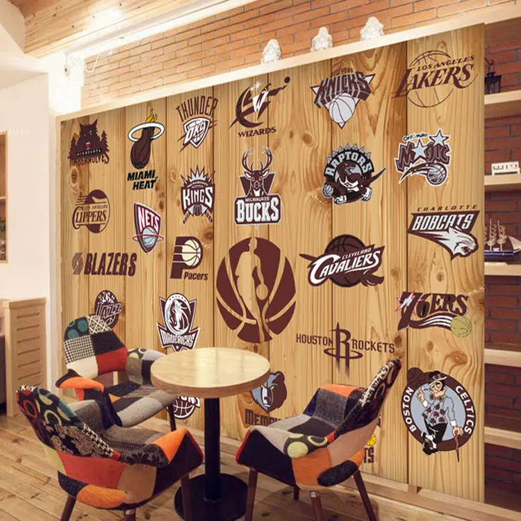 

5D Papel Murals Basketball Team Logo 3d Wall Photo Mural Wallpaper for Sport room Sofa Background 3d Wall Mural Wall paper