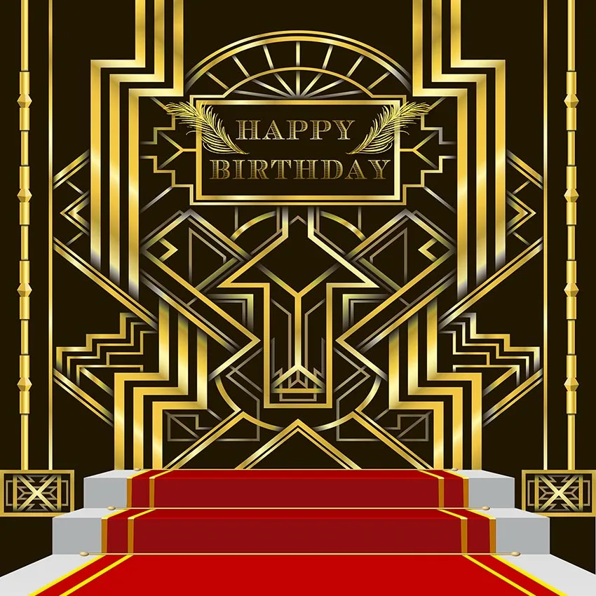 

Mehofoto backdrop Great Gatsby Birthday Adults children party black golden Red carpet banner photo studio baby shower photocall