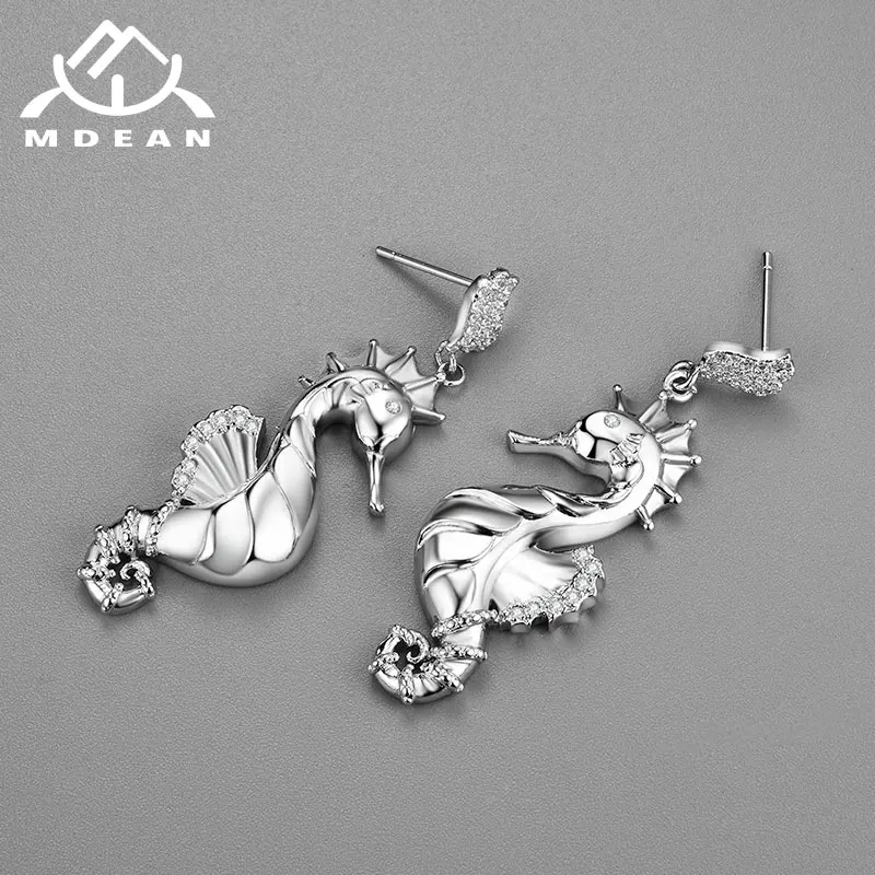 MDEAN животного морской конек серьги для Для женщин белого золота Цвет свадьбы