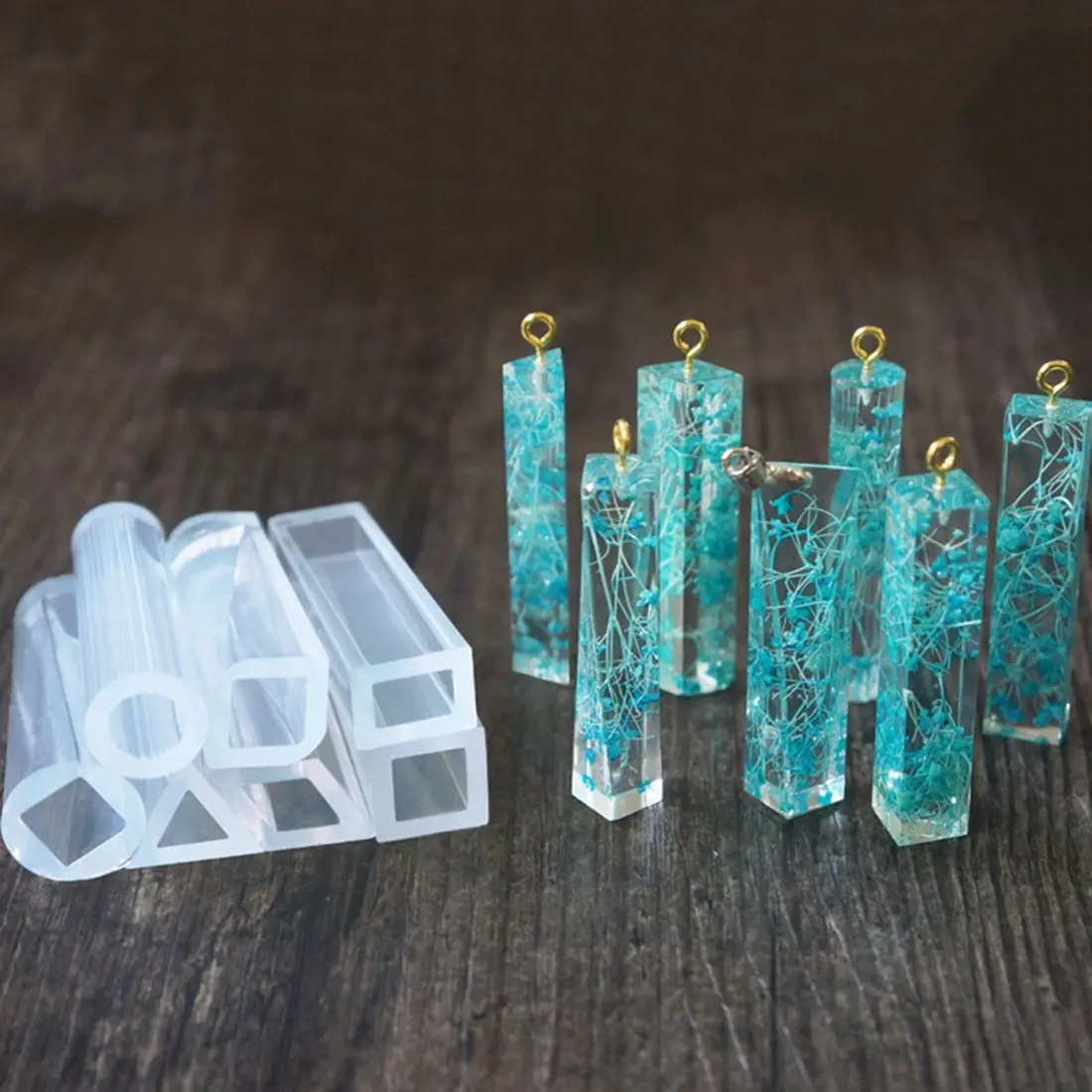 

10 Pieces Assorted Shapes Silicone Pendant DIY Molds Resin Moulds for DIY Jewelry Making Pendant Tools