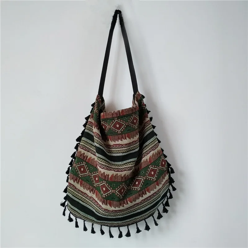 women bag 4 Новая Винтажная богемная сумка через плечо с бахромой, женская сумка с кисточками, бохо хиппи, цыганские женские сумки с бахромой, открытая сумка, сумки - Цвет: women bag 4