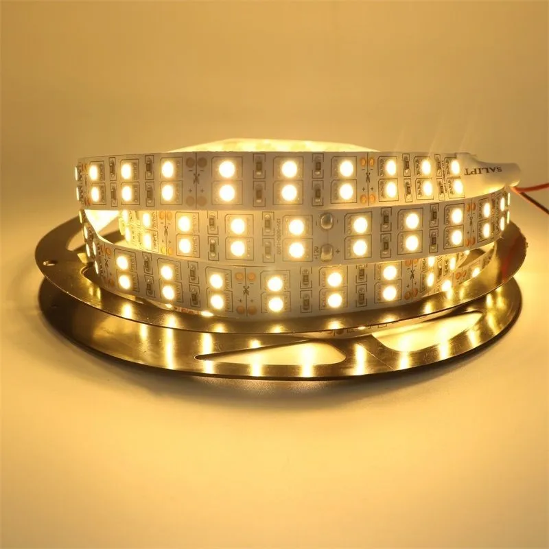 12В 120 светодиодов/м RGB Светодиодная лента 5050 5 м/катушка двухрядная теплая белая/белая светодиодная лента светильник не водонепроницаемый
