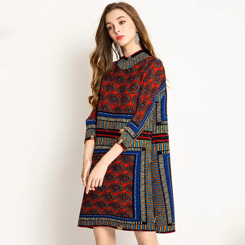 

Women Pleated Fashion New Loose Tidal Print High End Lady Big Size Dress
