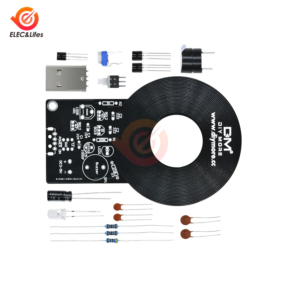 Металлоискатель электронный DIY Kit 18650 USB Мощность банк Зарядное устройство коробка DC 3 V-5 V 60 мм Бесконтактный Сенсор борту модуль детектор металла