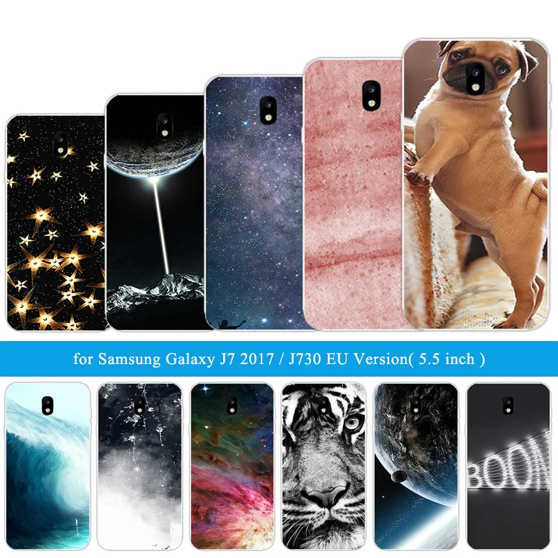 Для Samsung Galaxy J7 2017 силиконовый чехол для J730F черный телефона с изображением льва