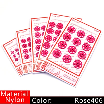 Nylon rose406 St. Lucas 1 упаковка металлические медные застежки кнопки нейлона невидимые кнопки для одежды женщин детей Швейные Кнопки DIY - Цвет: Nylon rose406