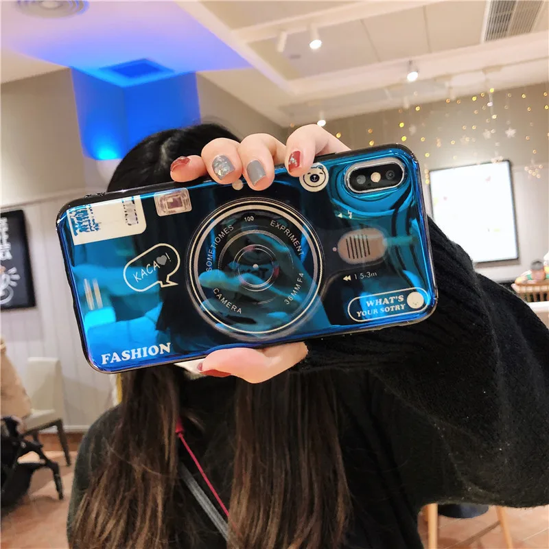 Чехол Honor 20 чехол для Мягкая силиконовая Обложка TPU Ретро камера Air с держателем Blu