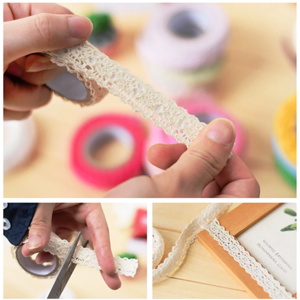DIY самоклеящаяся кружевная ткань лента отделка Лента хлопок ткань васи клейкие ленты наклейки для домашнего декора искусство ремесла случайный цвет 20 мм