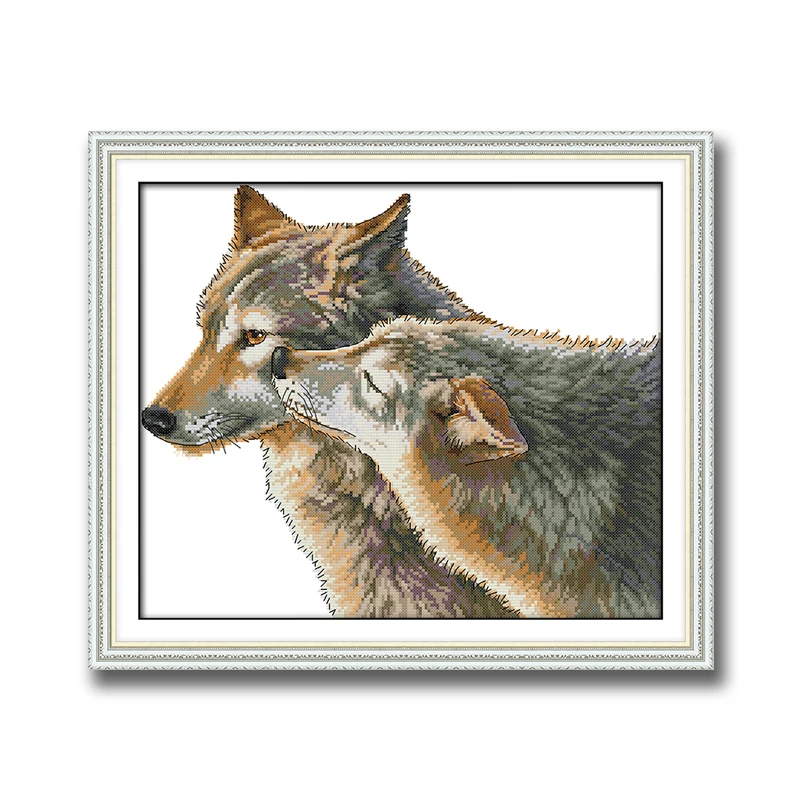Картина Поцелуй волка домашний декор Счетный принт на холсте DMC 14CT 11CT DMS вышивка