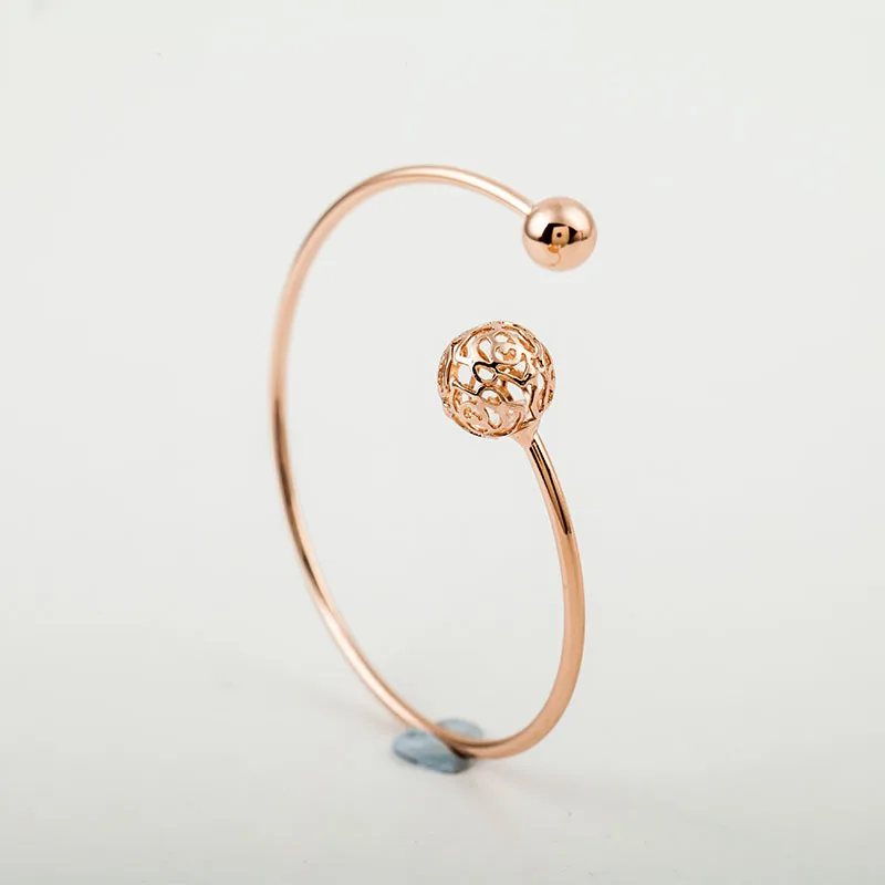 

Gold Silver Plated Hollow Flower Crystal Ball Bangle Open Cuff Bracelet Adjustable Fashion Charm Jewelry For Women Accessories