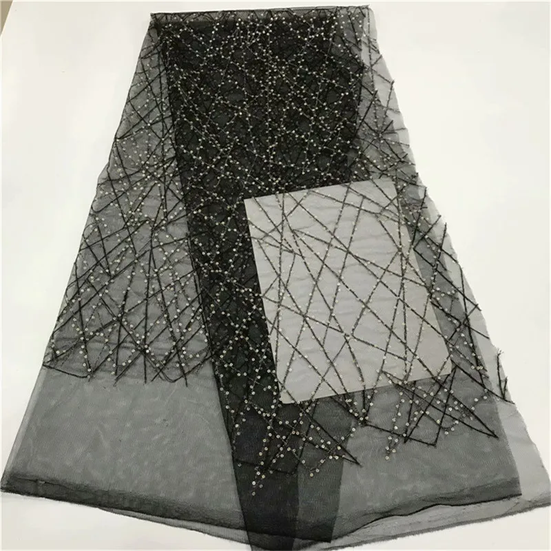 Кружевная ткань расшитая блестками в африканском стиле высокого качества для