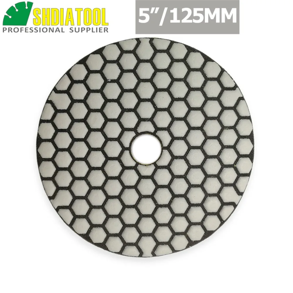 DIATOOL 6pcs 5"#100 B Diamond dry polishing pads 125mm Sanding Disc For Granite Marble Stone