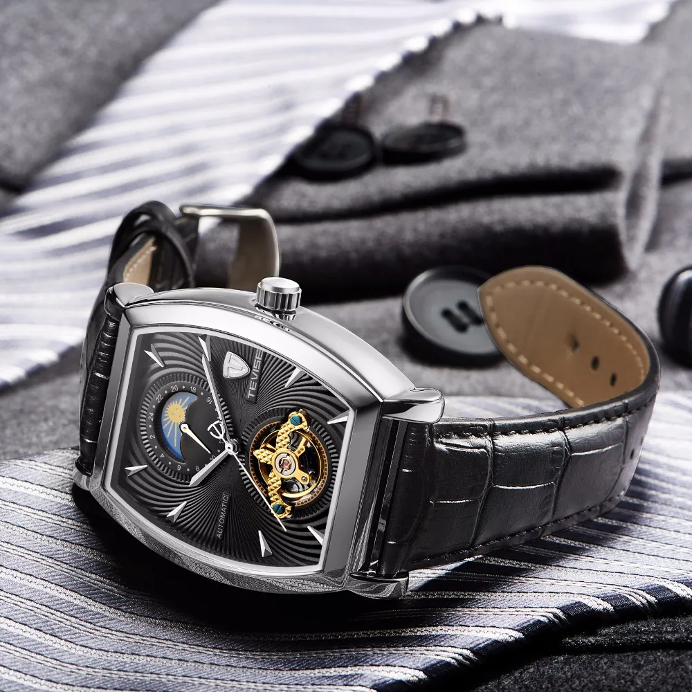 Tevise механические Автоматические часы для мужчин бизнес Tourbillon Топ люксовый бренд