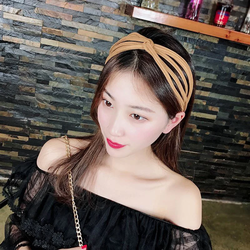 

Hot Korean Summer Yellow Wide headband For Women Simple Versatile Fabric Hair Band Sweet Cute Female Wash Face Hoop