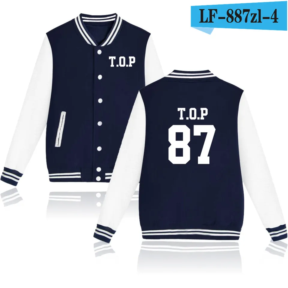 Navy Blue and White Bigbang KPOP бейсбол Толстовка для женщин T. O. p GD g-дракон монолитным теплые зимние толстовки с капюшоном Мужская модная куртка одежда - Цвет: Navy Blue and White