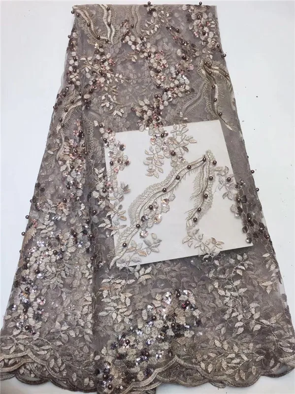 

African sequins Lace Fabric High Quality 3d French Lace Fabric With Beads Sequin Embroidery Tulle Lace Fabric For Wedding green