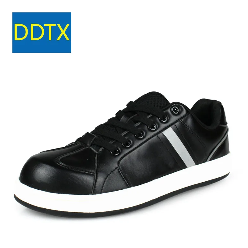 

DDTX Comfort Safety Shoes Lightweight Breathable Smash Proof Work Shoes Men Athletic Footwear Sneaker SB Black