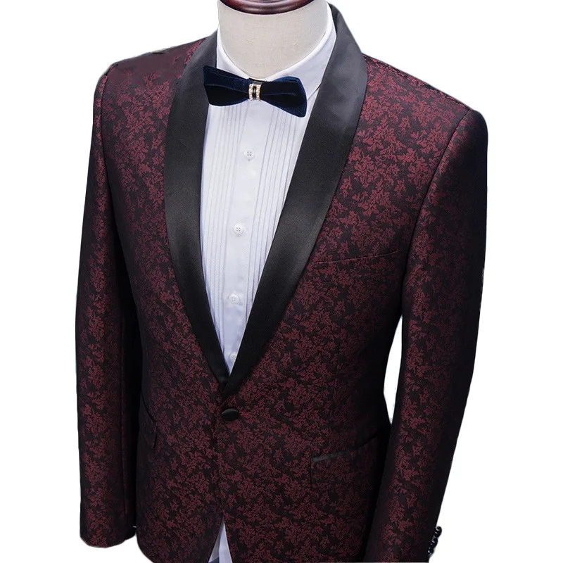 (Куртка + штаны) 2017 Новый Модный мужской костюм для свадьбы весна осень красный