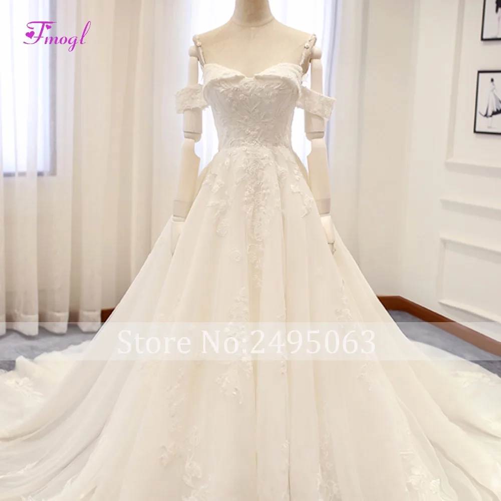 Fmogl Великолепные Аппликации Часовня Поезд трапециевидной формы свадебные платья