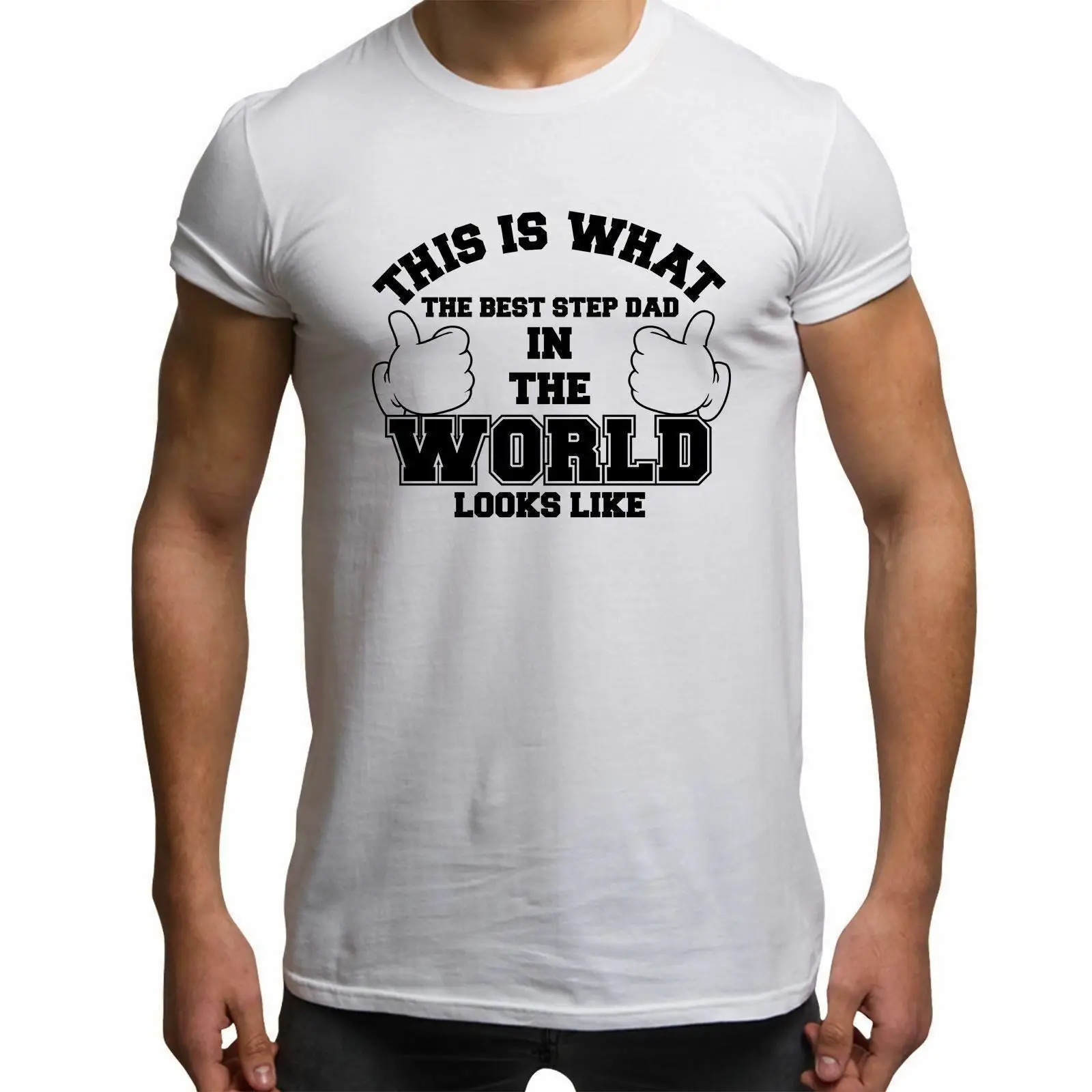 Лучший шаг папа в мире выглядит как день рождения отцов Мужская футболка