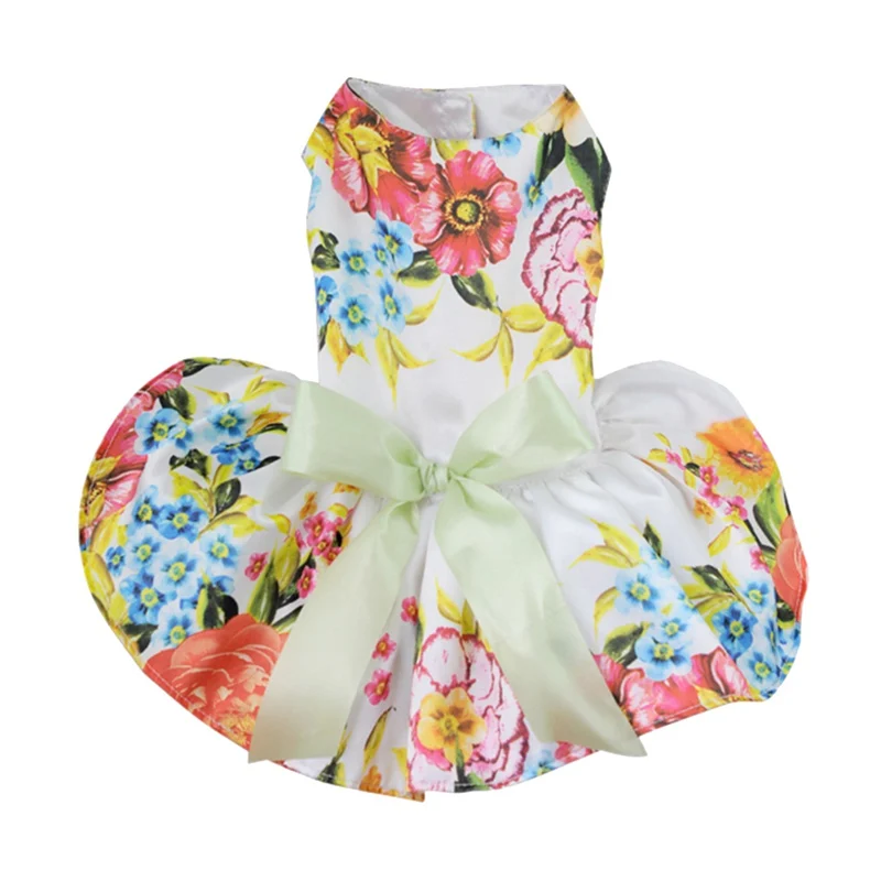 Cute Polka Dot Ribbon Dog Dress Clothes Cozy Sleeveless Shirt Pet Sundress Princess Party Small Skirt Clothing | Дом и сад