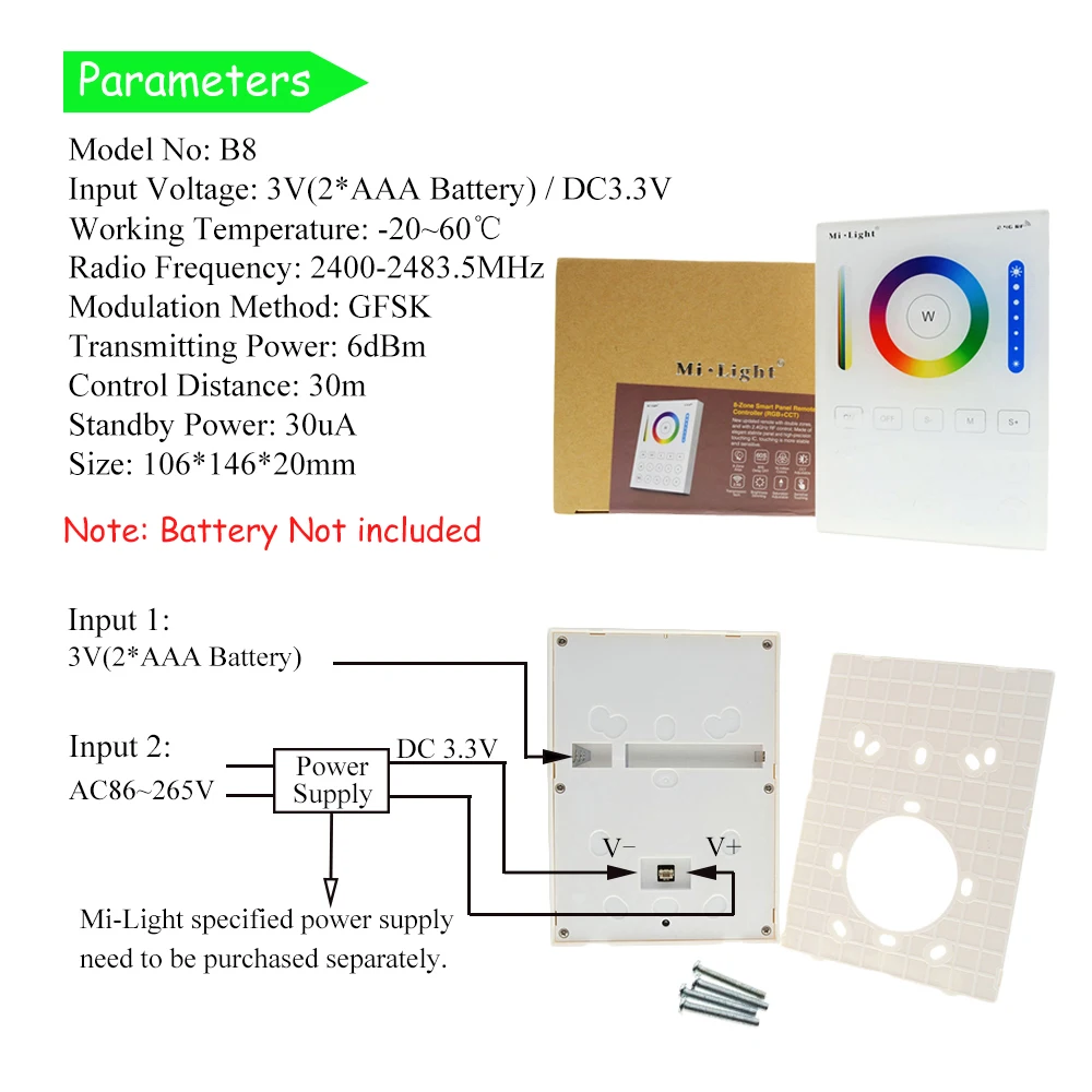 Mi. Light RGB лампочки CCT пульт дистанционного управления 2 4G 8 Zone умная панель Пульт