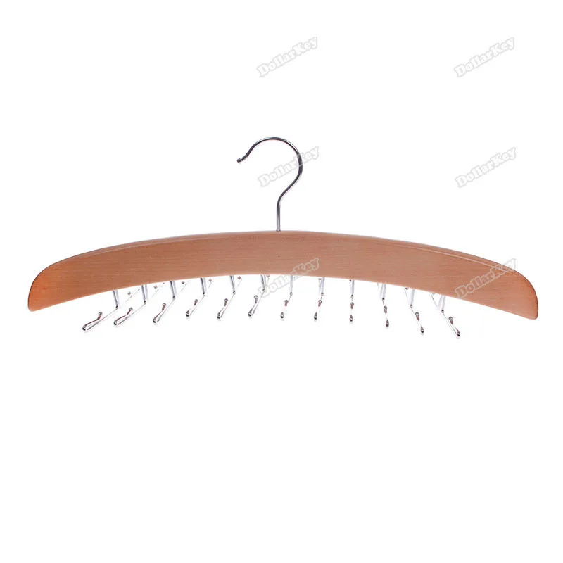 dollarkey Economic benefit 24 Tie Hanger Hardwood Clost Clothing Accessory Hanging Necktie Belt Organizer rising stars |